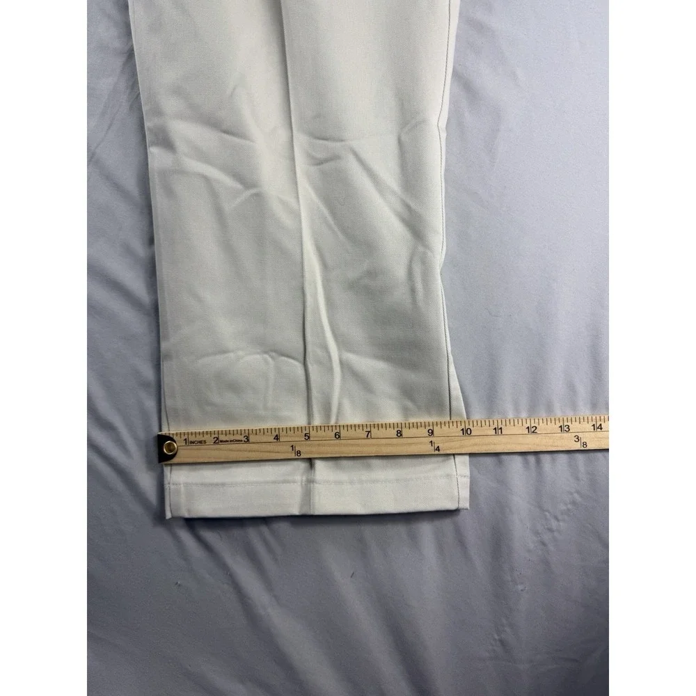 Land's End traditional fit flat front pants slacks, ivory, men's 46x28, cotton